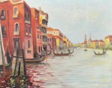 D. Dyer (20th Century), A Venetian canal scene with gondolas, oil on canvas, signed and dated, 16