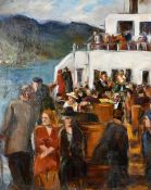 Early 20th Century Continental School, passengers on a ferry, oil on canvas, 27.5