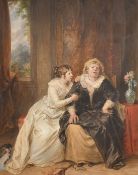 John Massey Wright (1777-1866) British, figures in an interior, watercolour, 16