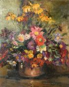 Nachat Laforgue, Early 20th Century, a still life of mixed flowers, oil on board, signed, 32