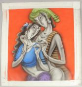 Ramesh Pachpande (b. 1954) Indian, 'Happy Couple', acrylic on canvas, signed and dated 2016, 30