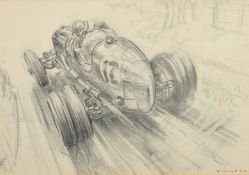 Edward George Wilkes (b.1914), 'Shelsley', a hill climbing car, pencil, signed, 7