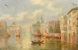 James Salt (1850-1903) British, a pair of oil on canvas scenes of Venetian views, signed,each 14