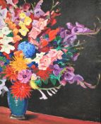 20th Century Continental School, a vibrant still life, oil on board, 28.5