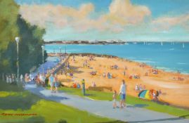 Tony Westmore, A busy seaside promenade, (thought to be Ryde, Isle of Wight), oil on canvas board,
