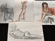 Circle of Eric Wolfsfeld, A collection of female nude subjects, mixed media, all around 17