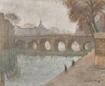 Constant Dore (20th Century) French, a view of a Parisian Bridge, oil on canvas, signed, 21.25