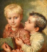 Karl Wilhelm Friedrich Bauerle (1831-1912) German, a study of two boys with a book, oil on canvas,