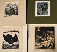 A folio of woodcuts, mostly animals and figures, many inscribed and signed in pencil, sizes from 2.