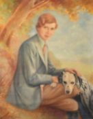 G.M. Imberger, Portrait of a young woman with her Dalmatian, oil on canvas, signed and dated 1942,