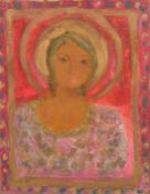 Circle of Dora Holzhandler, A portrait of a female Saint and a male figure with a bird, tempera on