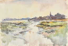 Matt Bruce, A South coast estuary scene, probably Bosham, watercolour, signed, 14.25