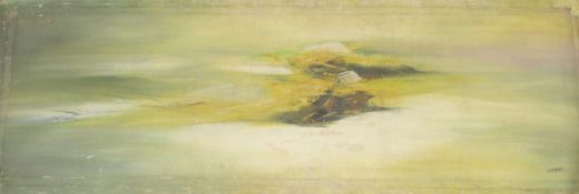 Ram Kumar (1924-2018) Indian, Untitled Landscape, oil on canvas, signed, unstretched