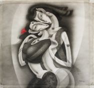 Ramesh Pachpande (b. 1954) Indian, a couple in embrace, acrylic on canvas, signed and dated 2014,