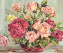 Dorothy Mather (20th Century), A Still Life of Roses, oil on board, signed, 12