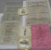 Group of 7 printed silks, 19th & 20th century, including circus, Gibraltar & China.