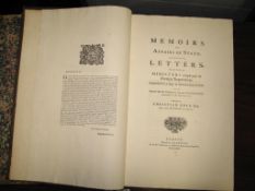 COLE (Christian) Memoirs of Affairs of State: containing Letters, written by Ministers employed in