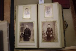 [PHOTOGRAPHS], a late 19th /early 20th c. album of portrait photos, cabinet size & smaller, environs