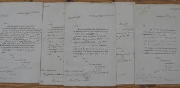 ARCTIC: five documents signed by Sir John Barrow (1764-1845) as Second Secretary to the Admiralty,