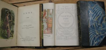 AUSTEN (Jane) Mansfield Park, 2 vols, sm. 8vo, col. plates by H. M. Brook, half blue morocco gilt,