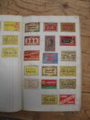 MATCHBOX LABELS, glued to ledger pages.