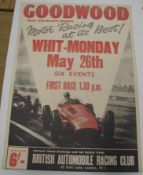 [POSTER / MOTOR RACING] an original 1958 poster, black & red for GOODWOOD motor racing, slightly