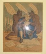 19th century CARICATURE of legal subject, Framed.