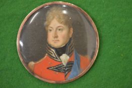 A circular portrait miniature of a military gentleman.