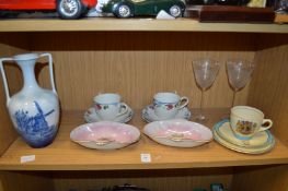 A Rosenthal twin handle vase and other china and glass.