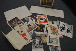 A Benny Hill signed photograph, and other autographs to include Terry Thomas, Richard Dimbleby, Alma