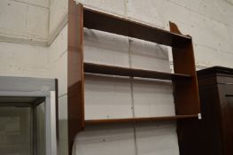 Mahogany hanging shelves.