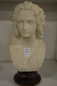 A Copeland Parian bust of Ophelia on turned wood stand.