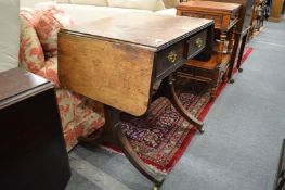 A mahogany small two drawer sofa table.