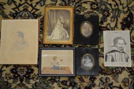 A small group of miniature drawings and photo's.