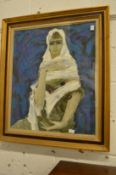 Portrait of a seated Arab Lady, oil on canvas.