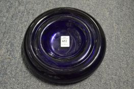 Enzo Mari, 1980 Danese Milano, a stylish blue glass circular dish.