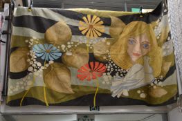 Stylish tapestry hanging, signed H Guemise 250cm x 135cm.