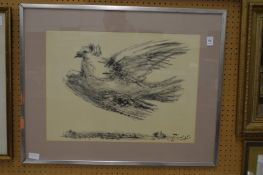 A Picasso print of a dove.