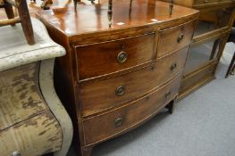 A 19th century mahogany bow front chest of two short and two long drawers.