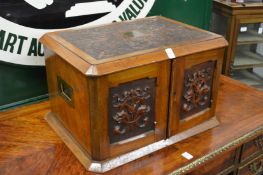 A good Victorian carved walnut table top cutlery canteen.