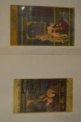 Two unframed Indian erotic pictures.