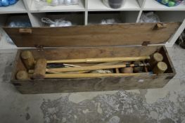 An old croquet set, boxed.