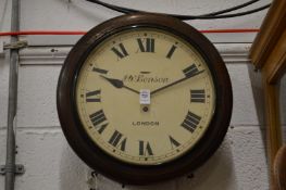 J W Benson, an oak cased circular wall clock.