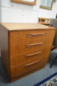 A G plan teak four drawer chest.