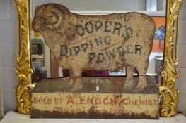 A rare large hand painted metal advertising sign for Cooper's Dipping Powder, sold by A Enoch