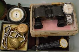A pocket barometer, gentlemans wrist watches, Carl Ziess opera glasses etc.