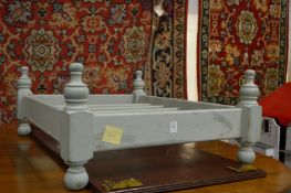 A green painted pine dog bed (?).