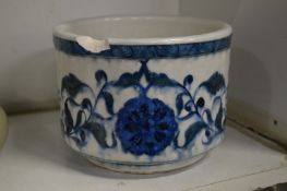 A Chinese blue and white circular bowl.