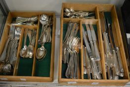 A comprehensive collection of French plated flatware.