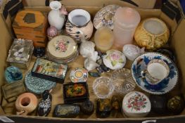 Box of decorative china and glass etc.